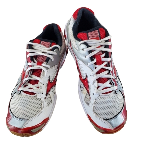 Mizuno Wave Bolt 5 Shoes Womens 9 White Red Running Athletic Performance Gym - Picture 1 of 15